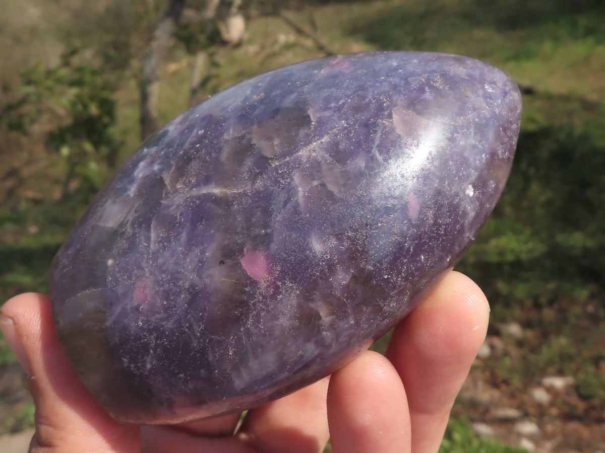 Polished Deep Purple Lepidolite Standing Free Forms With Pink Rubellite Inclusions x 4 From Madagascar - TopRock