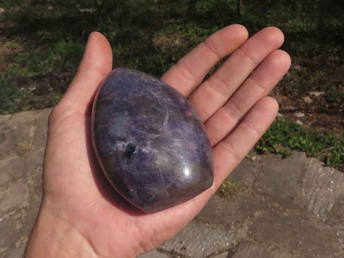 Polished Deep Purple Lepidolite Standing Free Forms With Pink Rubellite Inclusions x 4 From Madagascar - TopRock