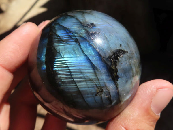 Polished Flashy Blue & Gold Labradorite Spheres  x 6 From Madagascar - Toprock Gemstones and Minerals 