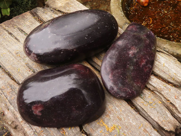 Polished Large Purple Lepidolite Free Forms  x 3 From Zimbabwe - TopRock