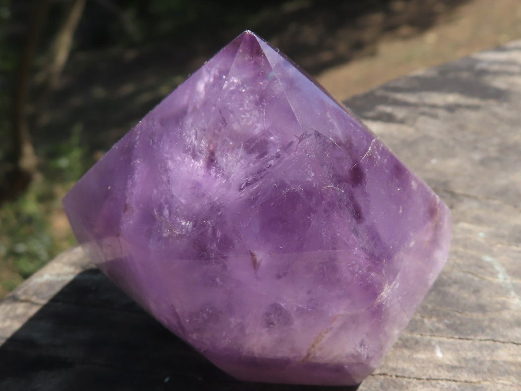 Polished Small Gemmy Dream and Classic Chevron Amethyst Points x 6 From Kolomo, Zambia - TopRock