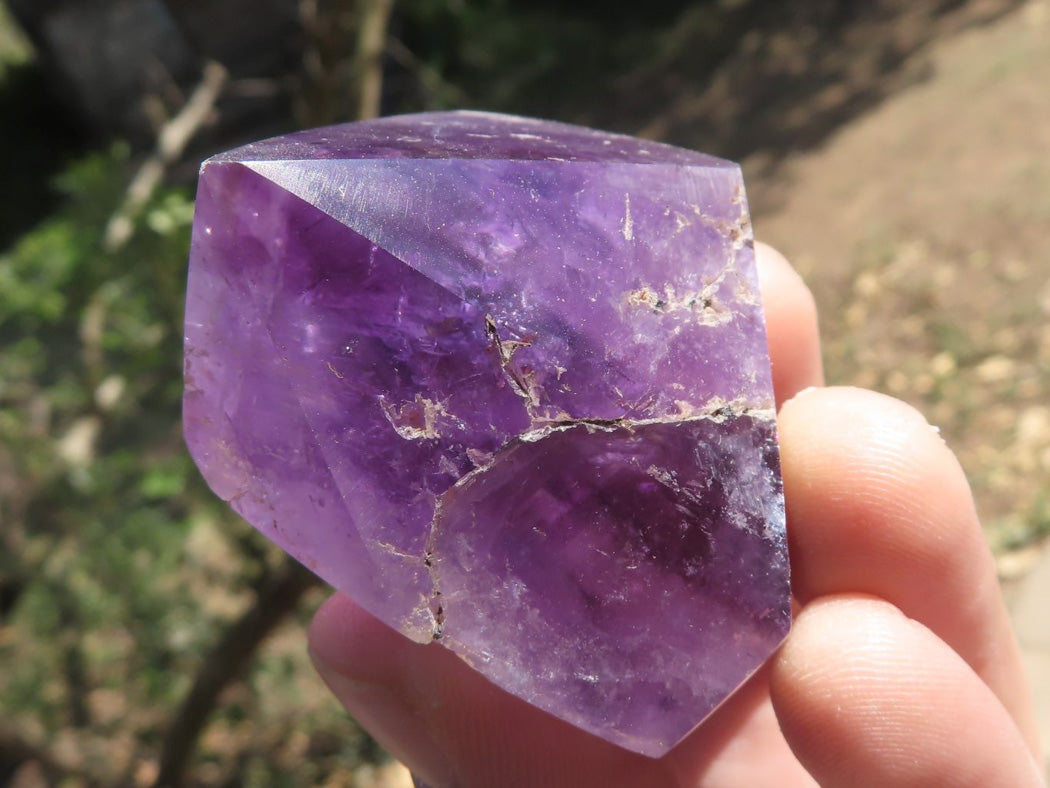 Polished Small Gemmy Dream and Classic Chevron Amethyst Points x 6 From Kolomo, Zambia - TopRock