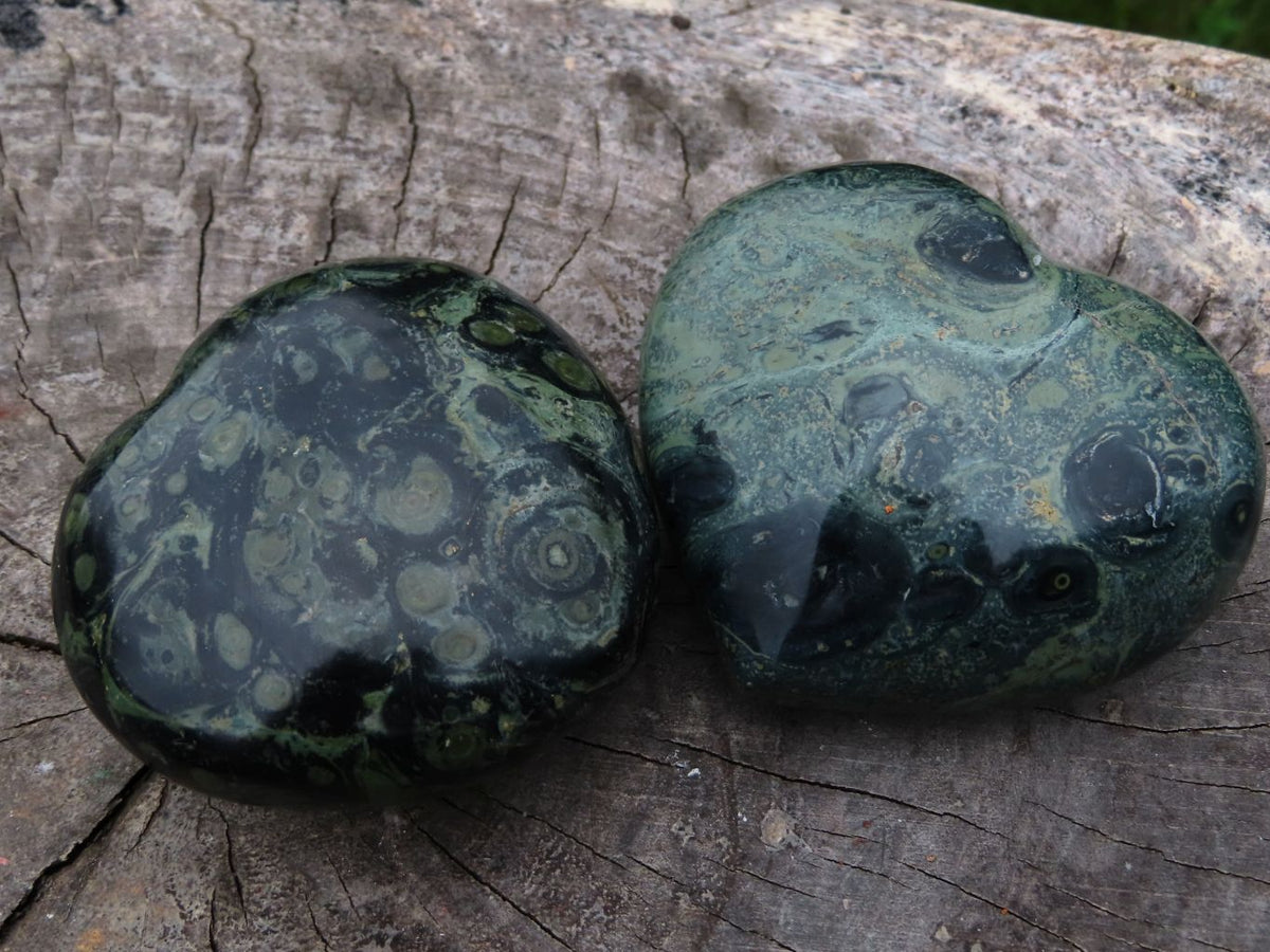 Polished Stromatolite / Nebula Stone Kombaba Hearts x 4 From Madagascar - TopRock