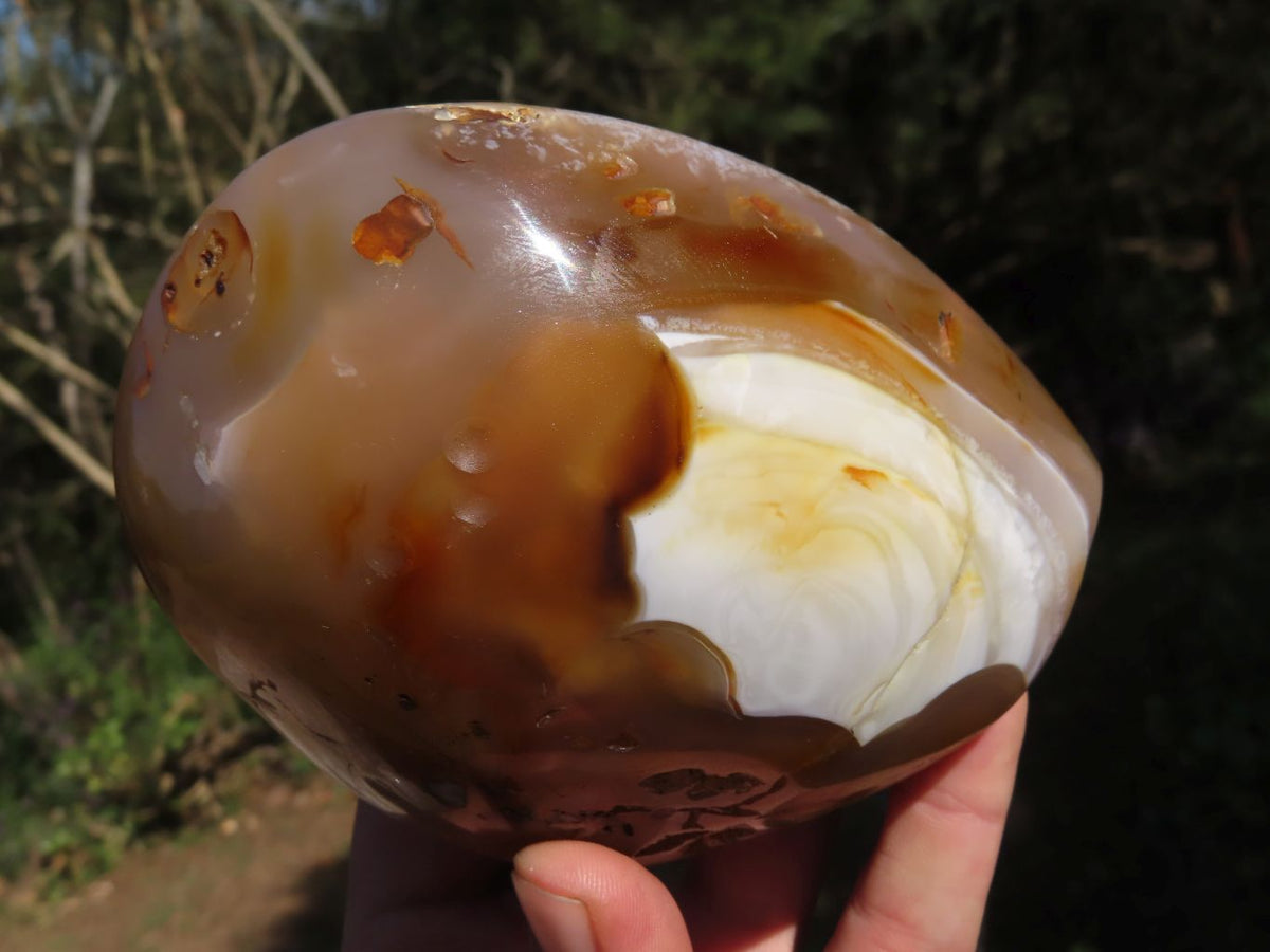 Polished Coral Flower Agate Standing Free Forms With Natural Crystalline Vugs x 2 From Madagascar - TopRock