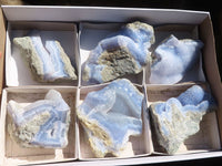 Natural Blue Lace Agate Geode Specimens  x 6 From Malawi - Toprock Gemstones and Minerals