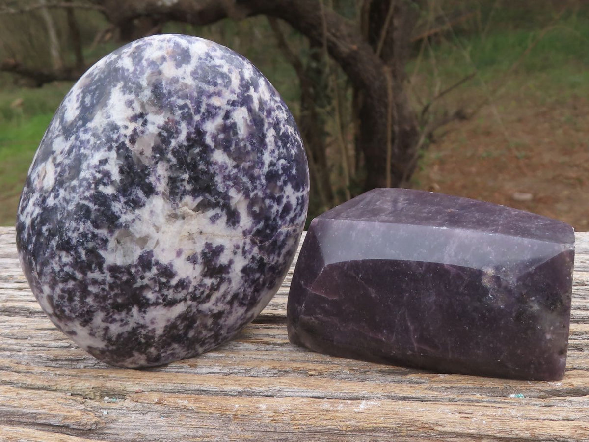 Polished Dark Purple Lepidolite Free Forms x 5 From Zimbabwe - TopRock