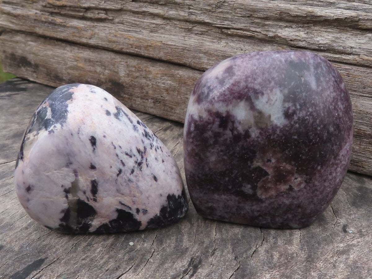 Polished Dark Purple Lepidolite Free Forms x 5 From Zimbabwe - TopRock