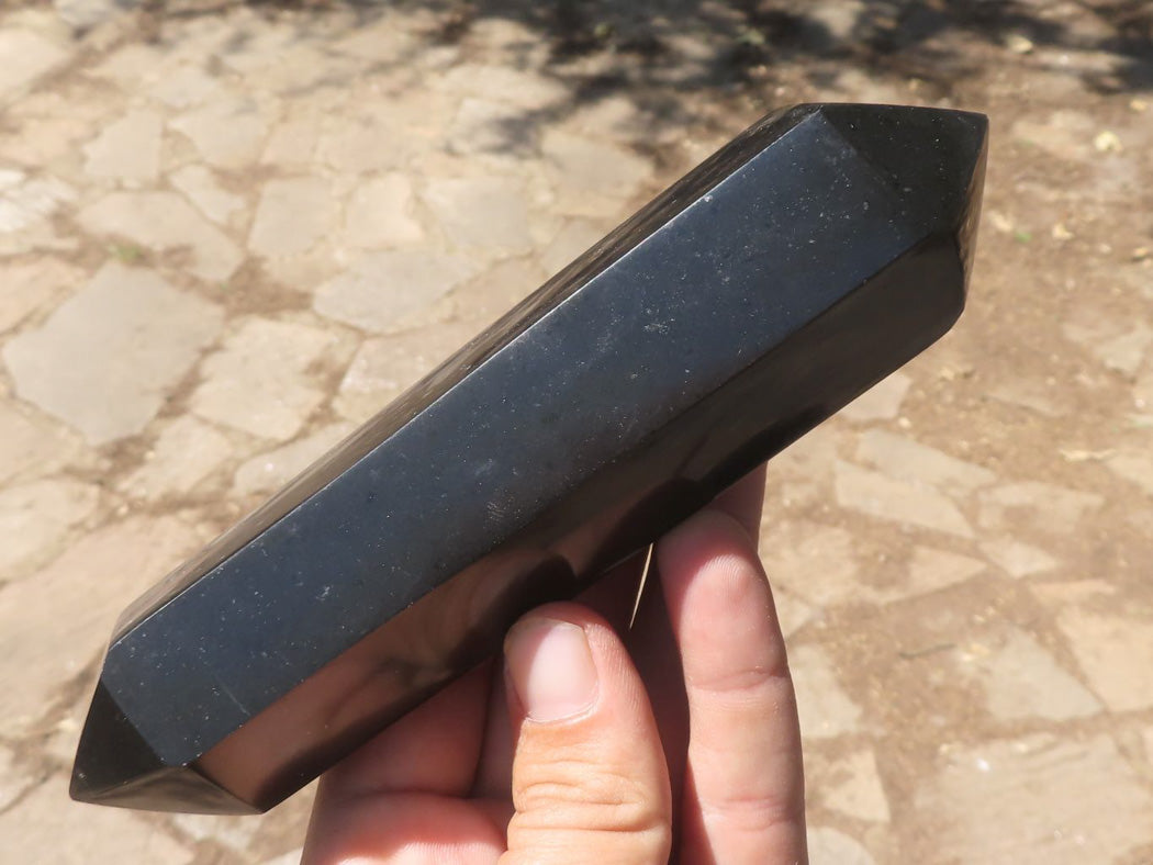 Polished Double Terminated Black Basalt Points x 3 From Madagascar - TopRock