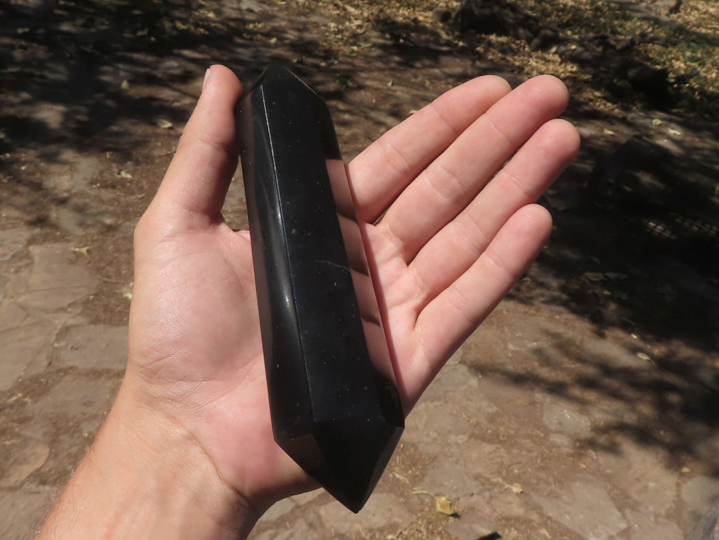 Polished Double Terminated Black Basalt Points x 3 From Madagascar - TopRock