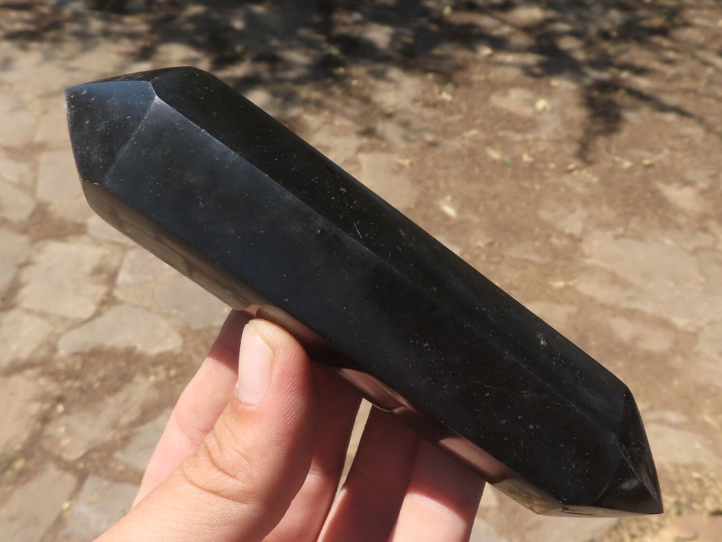 Polished Double Terminated Black Basalt Points x 3 From Madagascar - TopRock