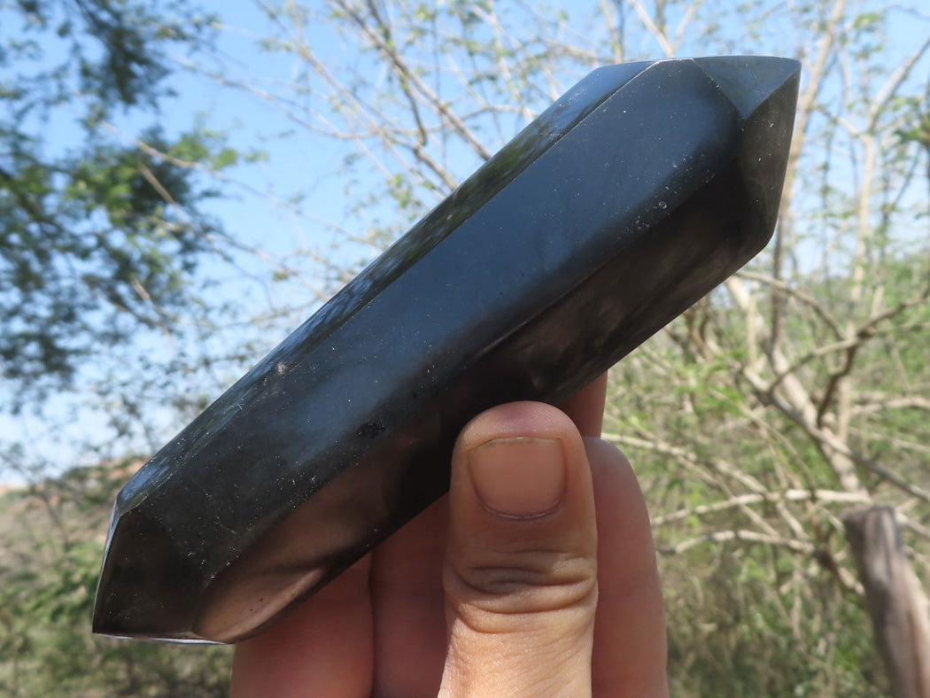 Polished Double Terminated Black Basalt Points x 3 From Madagascar - TopRock