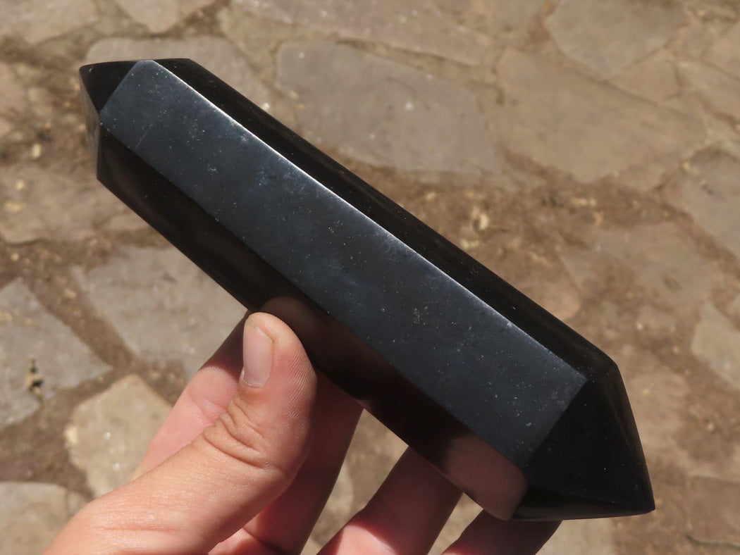 Polished Double Terminated Black Basalt Points x 3 From Madagascar - TopRock