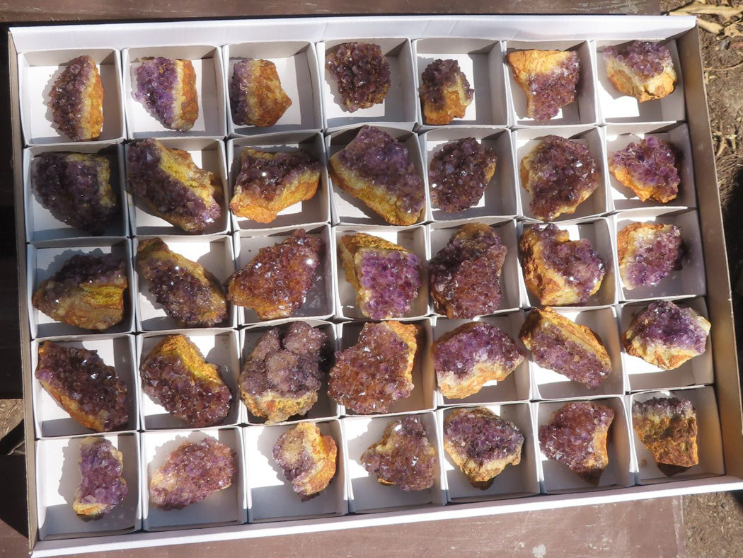 Natural Mini Lovely Dark "Amethystos" Amethyst Clusters x 35 From Kwaggafontein, South Africa - TopRock