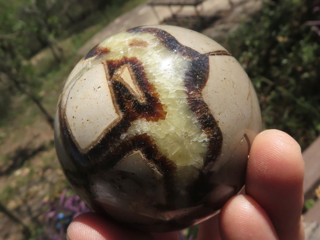 Polished Septarian (Calcite & Aragonite) Spheres x 4 From Mahajanga, Madagascar - TopRock