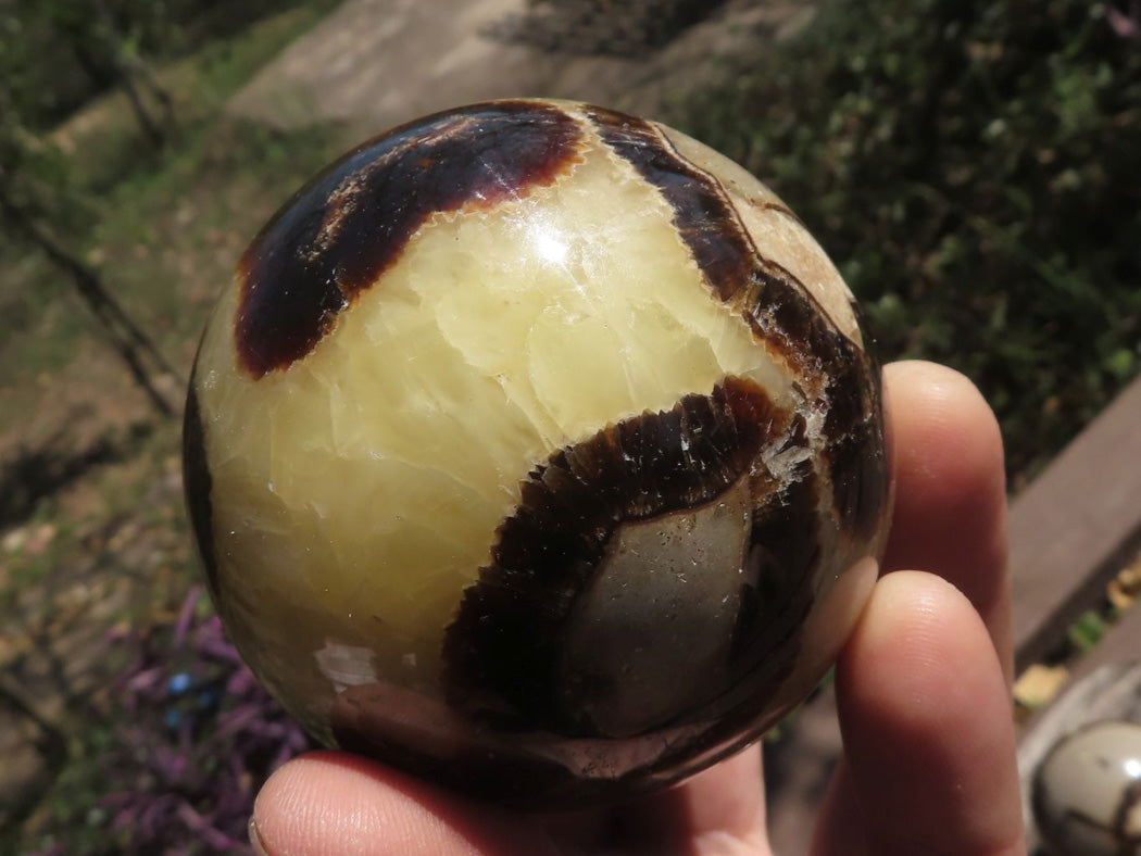 Polished Septarian (Calcite & Aragonite) Spheres x 4 From Mahajanga, Madagascar - TopRock