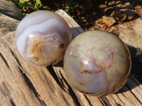 Polished Agate Spheres x 2 From Madagascar - Toprock Gemstones and Minerals