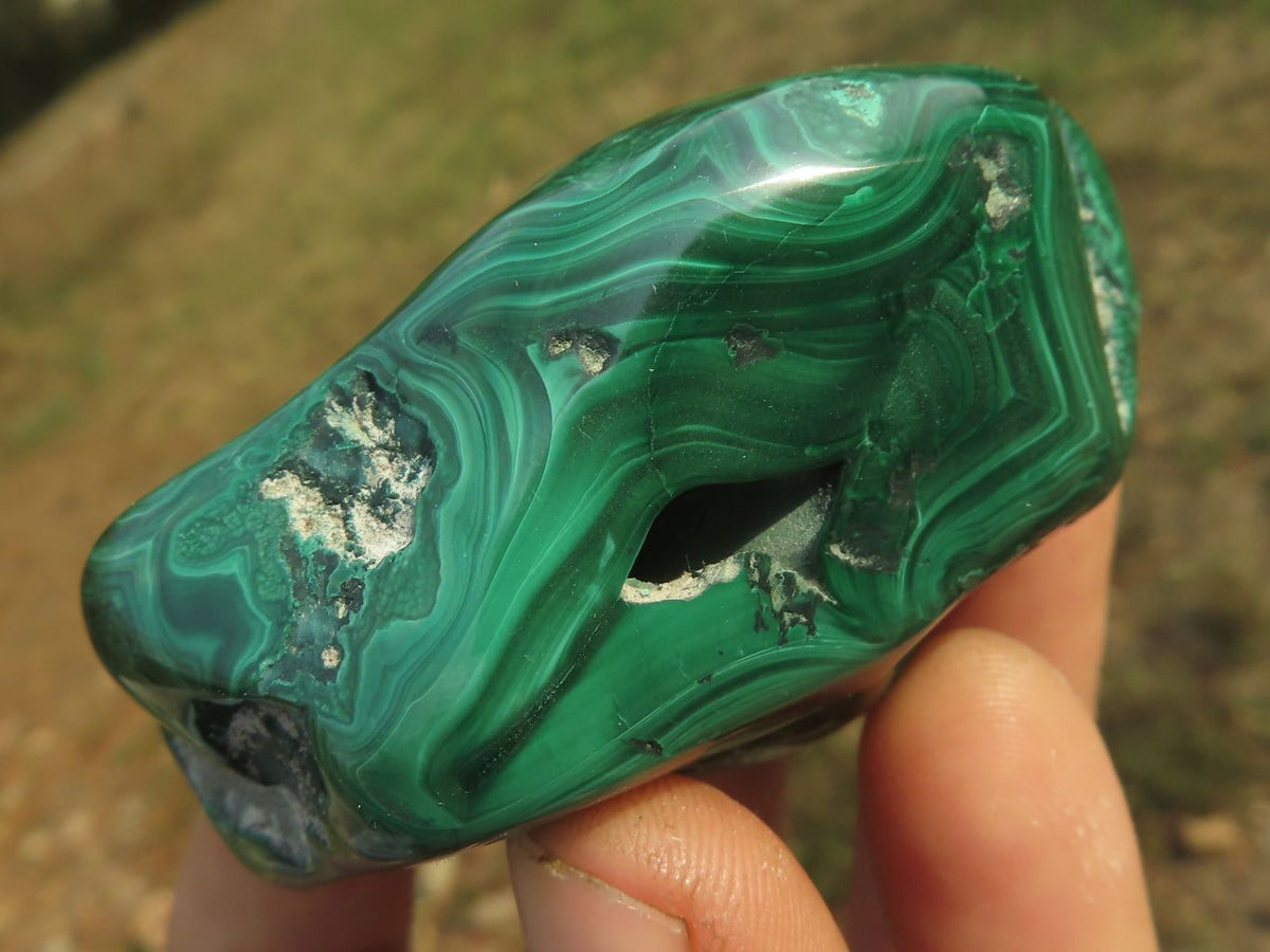 Polished Malachite Free Forms With Stunning Flower & Banding Patterns x 6 From Congo - TopRock