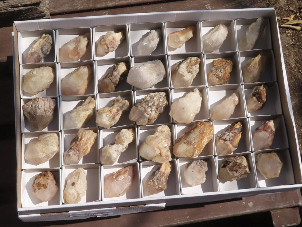 Natural Single Pineapple Quartz Crystals x 35 From Antsirabe, Madagascar - TopRock