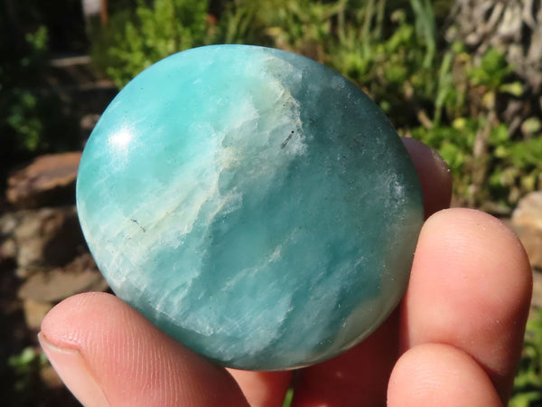 Polished Blue Amazonite Palm Stones  x 12 From Madagascar - Toprock Gemstones and Minerals 