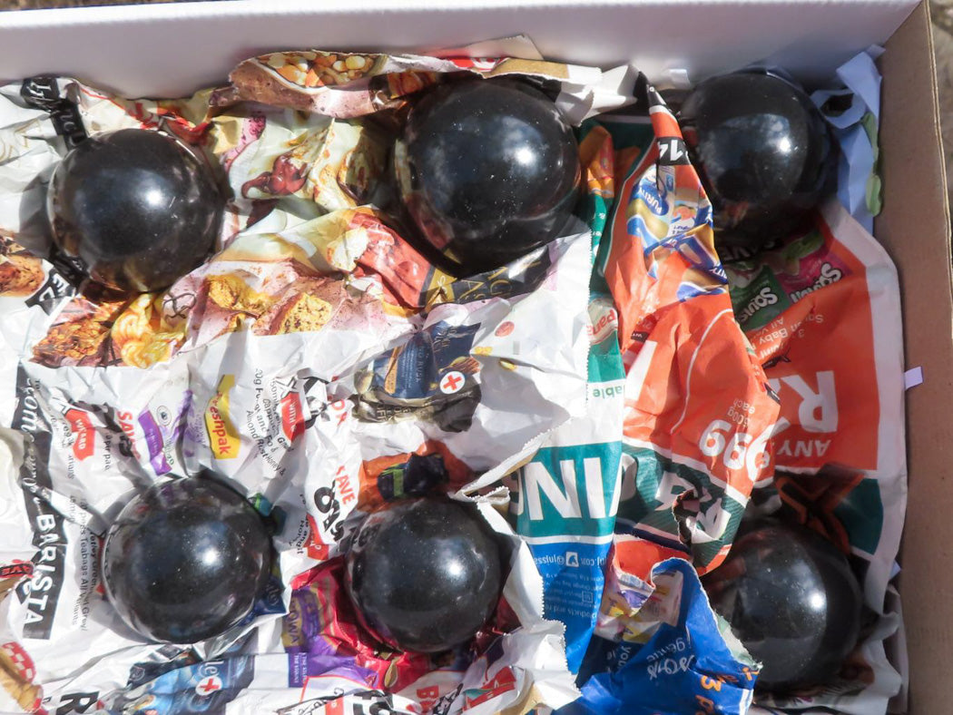 Polished Black Basalt Spheres (Heat Stable for therapy) x 6 From Madagascar - TopRock