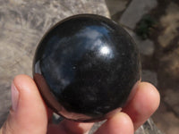 Polished Black Basalt Spheres (Heat Stable for therapy)  x 6 From Madagascar - TopRock