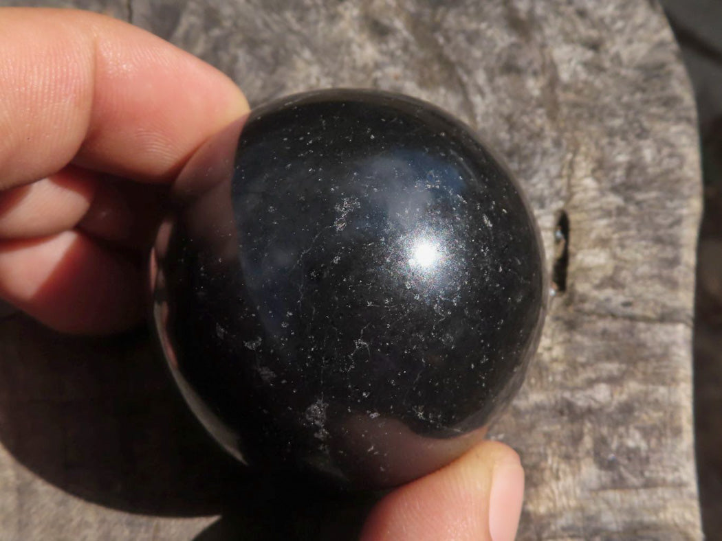 Polished Black Basalt Spheres (Heat Stable for therapy) x 6 From Madagascar - TopRock