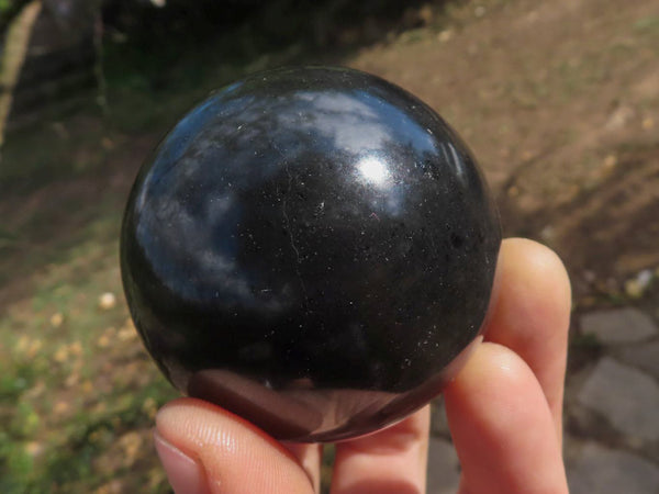 Polished Black Basalt Spheres (Heat Stable for therapy)  x 6 From Madagascar - TopRock