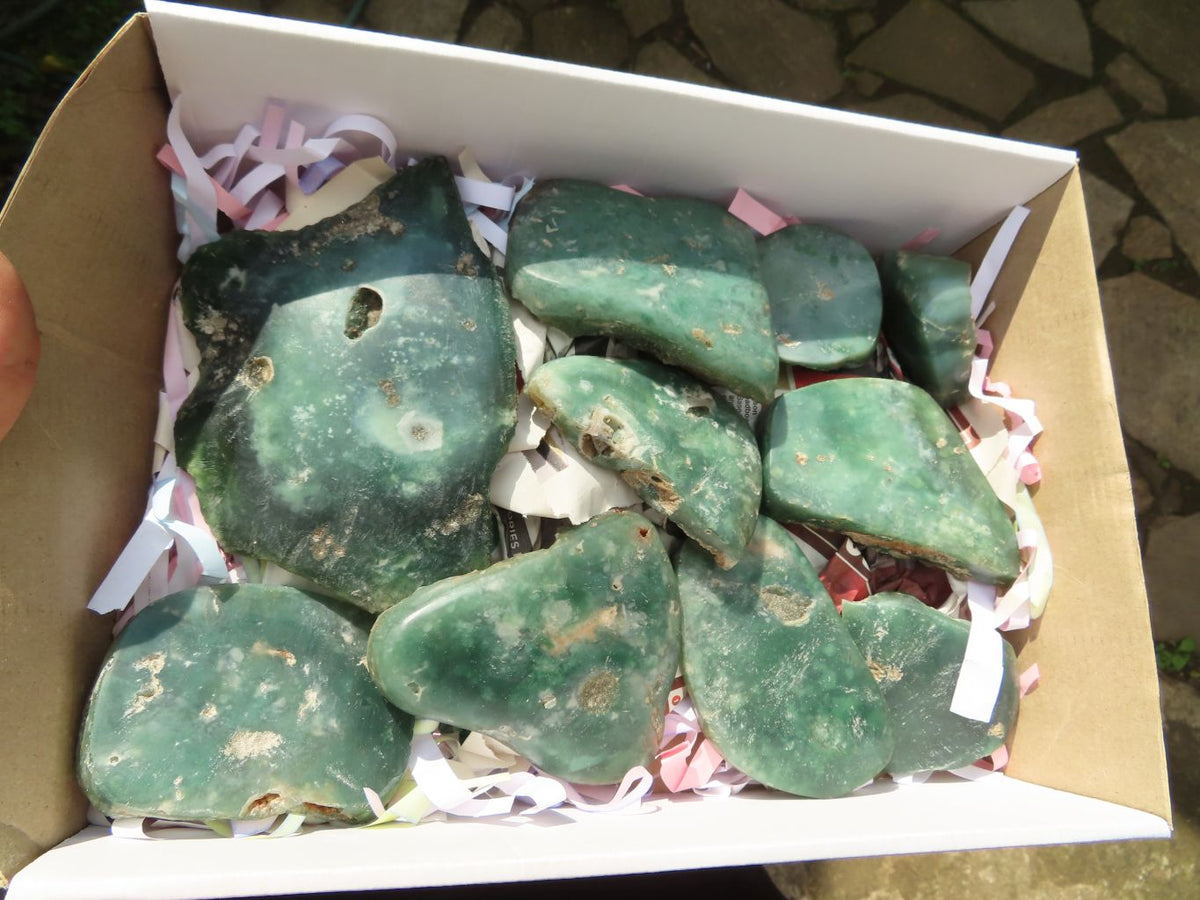 Polished Green Mtorolite "AKA Chrome/Emerald Chrysoprase" Plates x 10 From Zimbabwe - TopRock
