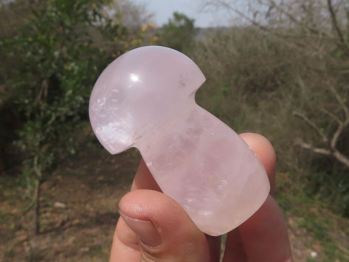 Polished Gemmy Pink Star Rose Quartz Mushrooms x 6 From Madagascar - TopRock