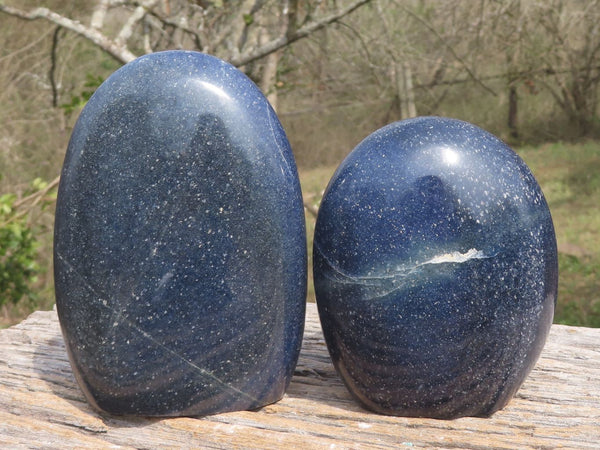 Polished Excellent Blue Lazulite Standing Free Forms  x 2 From Madagascar - TopRock