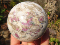 Polished Rubellite Pink Tourmaline Matrix Spheres x 4 From Madagascar - Toprock Gemstones and Minerals