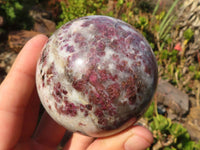 Polished Rubellite Pink Tourmaline Matrix Spheres x 4 From Madagascar - Toprock Gemstones and Minerals