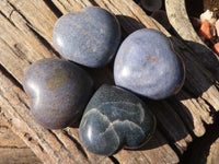 Polished Blue Lazulite Hearts  x 4 From Madagascar - Toprock Gemstones and Minerals