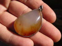 Polished Mixed Stone Pendants Set In Steel  x 12 From Southern Africa - Toprock Gemstones and Minerals