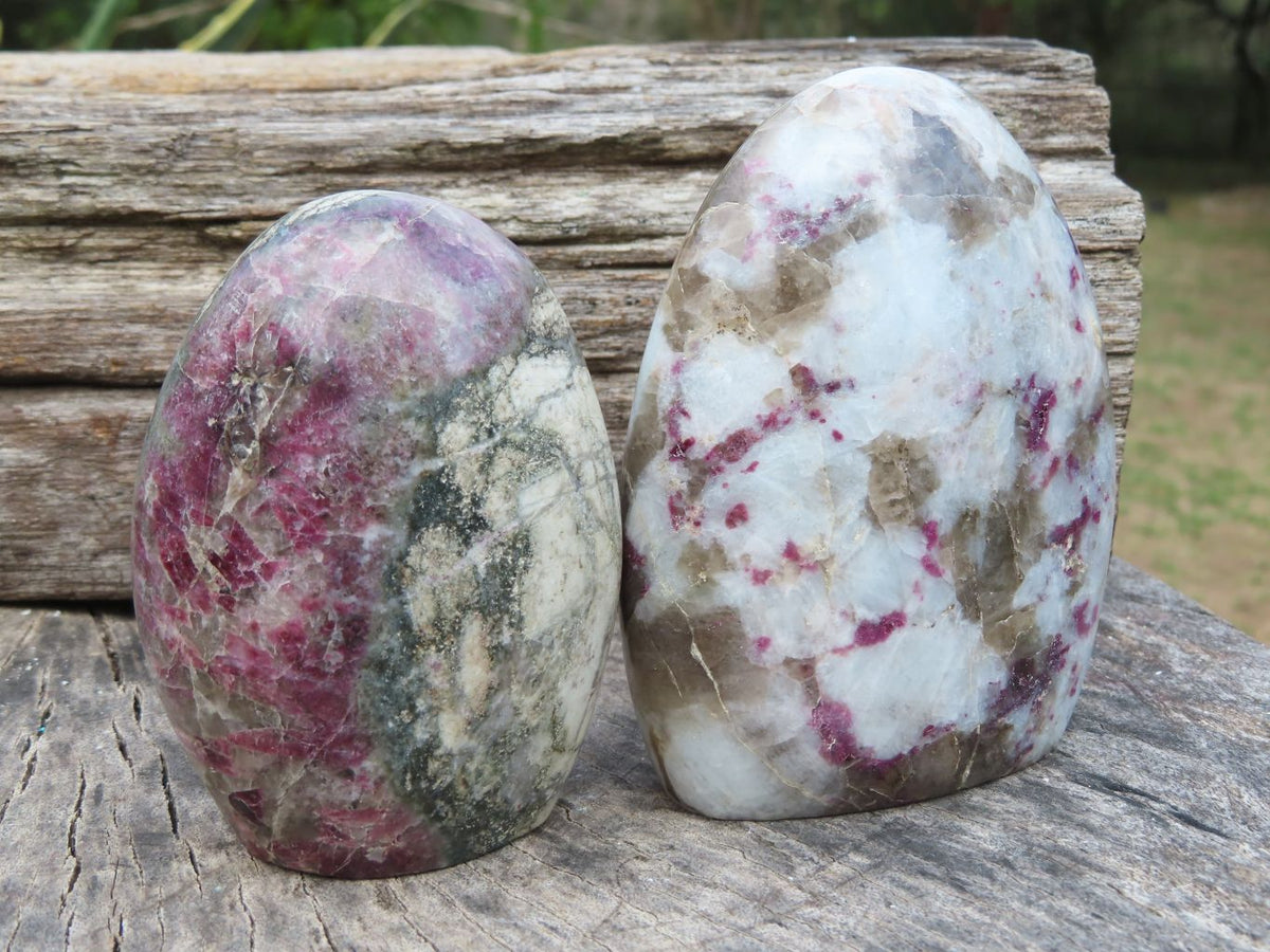 Polished Pink Rubellite Standing Free Forms & One Large Heart x 3 From Ambatondrazaka, Madagascar - TopRock
