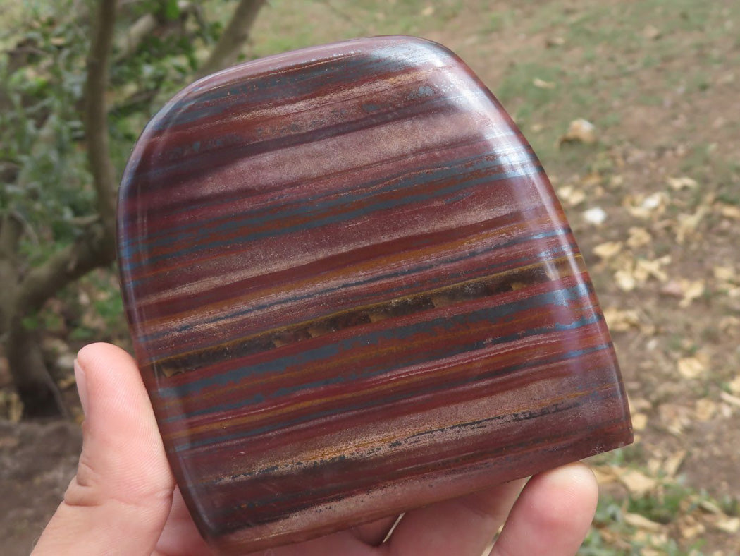 Polished Banded Tiger Iron / Muggle Stone Standing Free Forms x 3 From Prieska, Northern Cape - TopRock