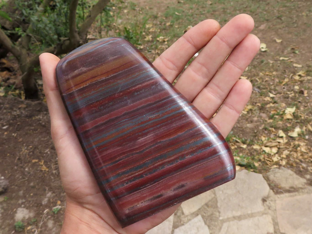 Polished Banded Tiger Iron / Muggle Stone Standing Free Forms x 3 From Prieska, Northern Cape - TopRock