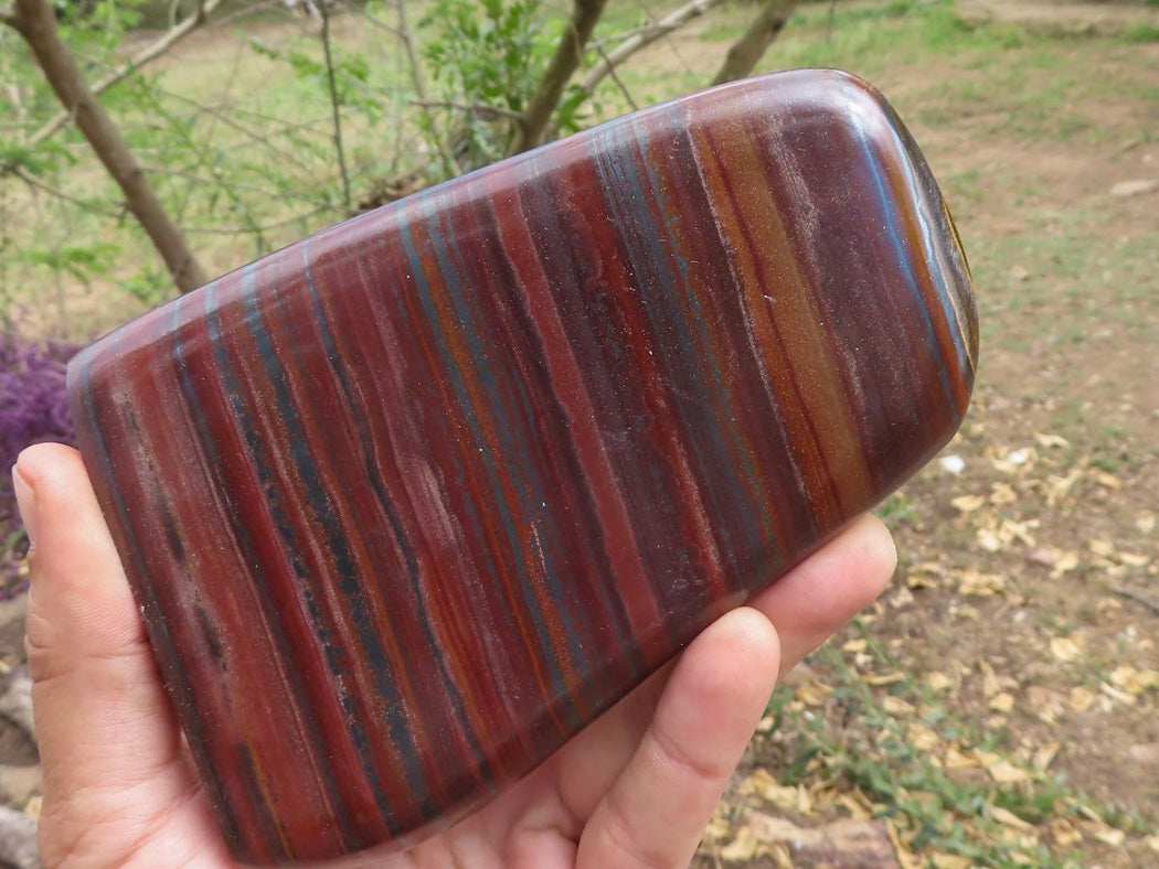 Polished Banded Tiger Iron / Muggle Stone Standing Free Forms x 3 From Prieska, Northern Cape - TopRock