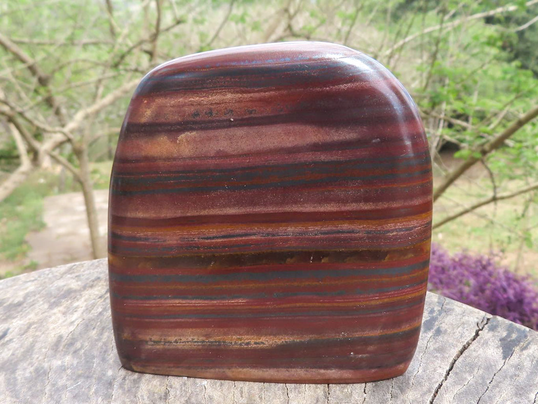 Polished Banded Tiger Iron / Muggle Stone Standing Free Forms x 3 From Prieska, Northern Cape - TopRock