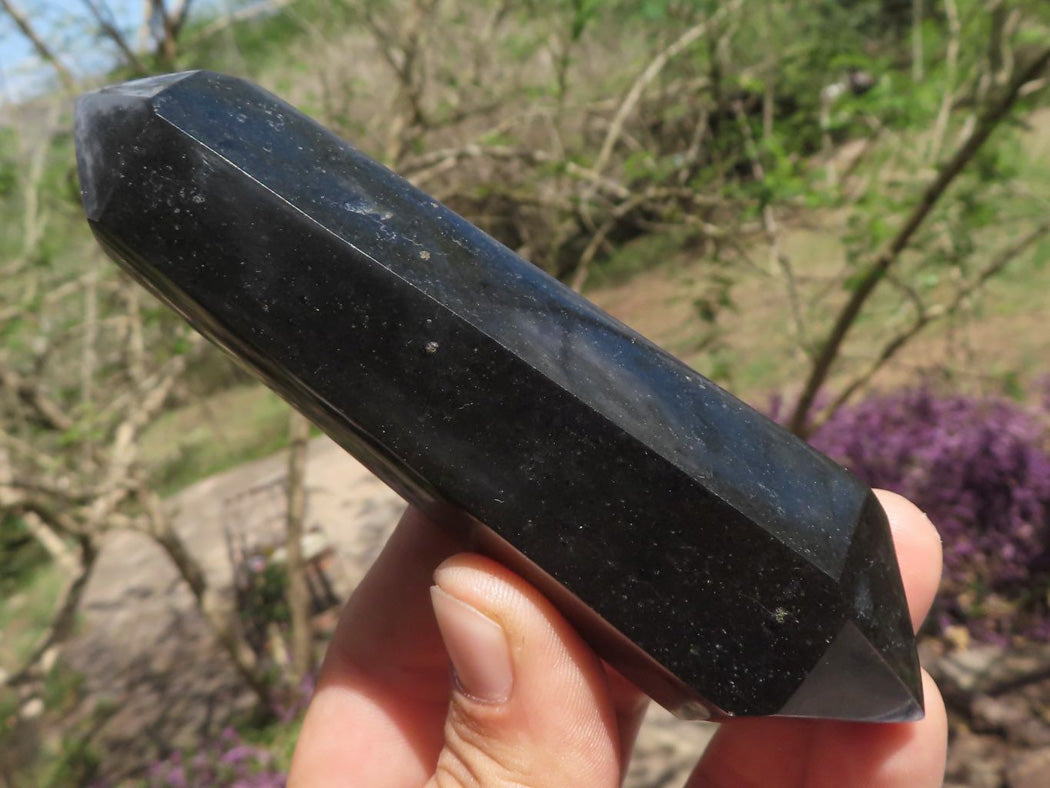 Polished Double Terminated Black Basalt Points (Heat Stable for therapy) x 12 From Madagascar - TopRock
