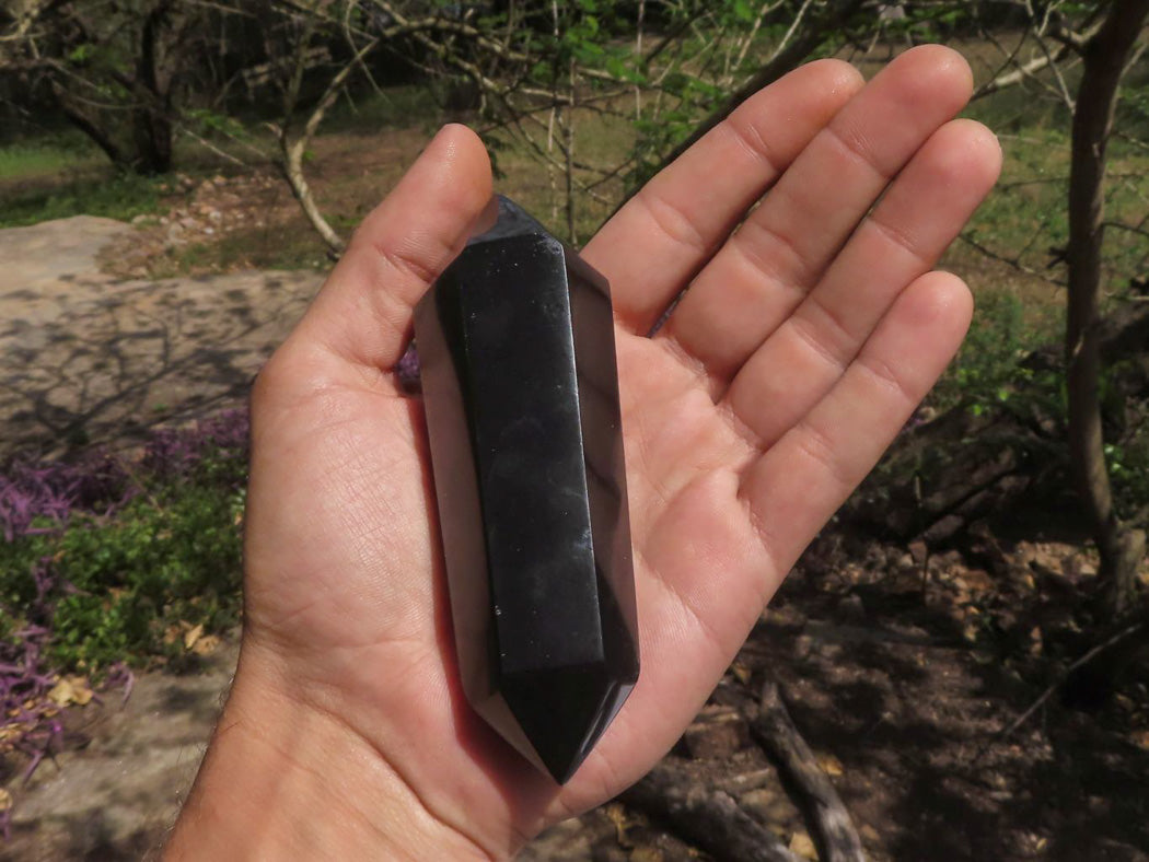 Polished Double Terminated Black Basalt Points (Heat Stable for therapy) x 12 From Madagascar - TopRock