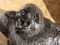 Polished Black Soapstone Gorilla Carving x 1 From Zimbabwe - Toprock Gemstones and Minerals