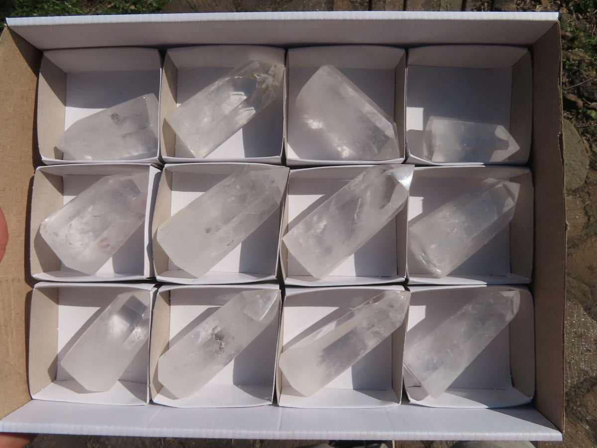 Polished Lovely Semi Optic Quartz Crystals x 12 From Madagascar - TopRock