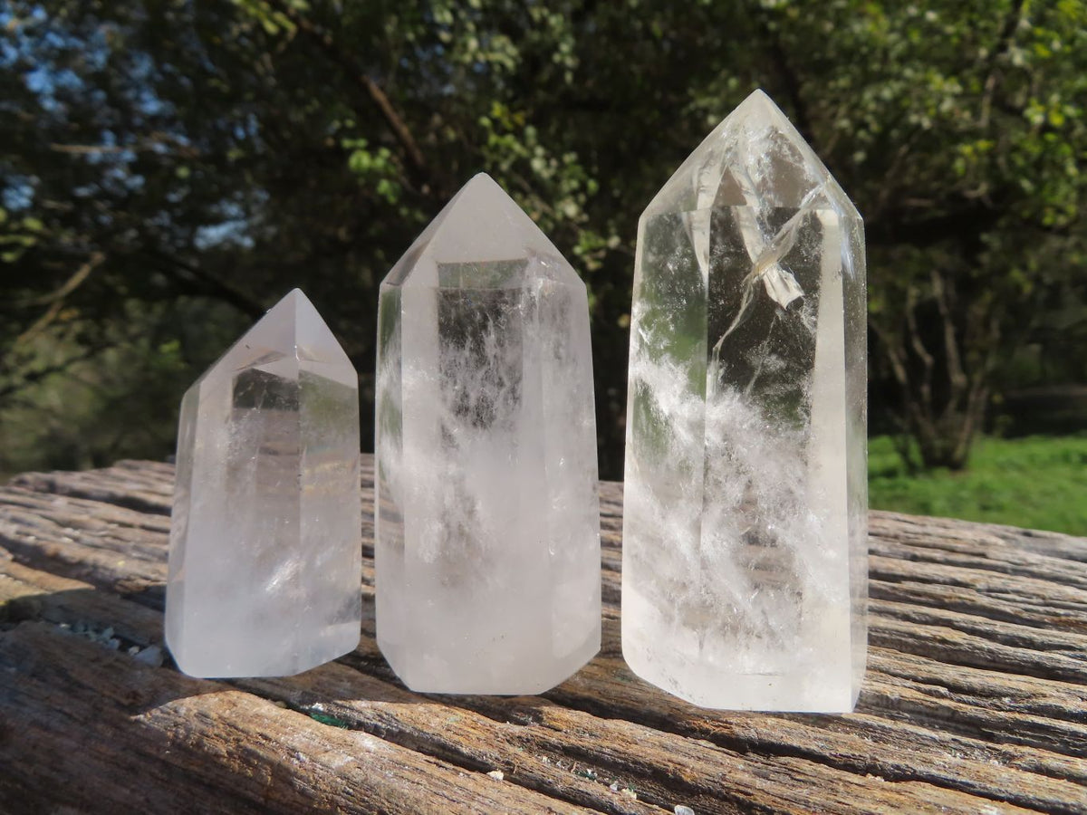 Polished Lovely Semi Optic Quartz Crystals x 12 From Madagascar - TopRock