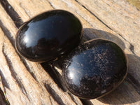 Polished Schorl Black Tourmaline Palm Stones  x 12 From Madagascar - Toprock Gemstones and Minerals