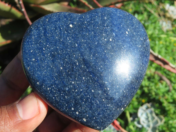 Polished Lazulite Hearts x 12 From Madagascar - TopRock