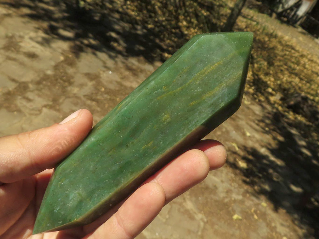 Polished Double Terminated Green Jade Crystals x 6 From Swaziland - TopRock