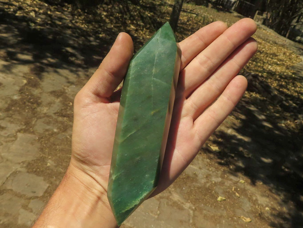 Polished Double Terminated Green Jade Crystals x 6 From Swaziland - TopRock