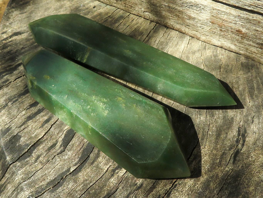 Polished Double Terminated Green Jade Crystals x 6 From Swaziland - TopRock