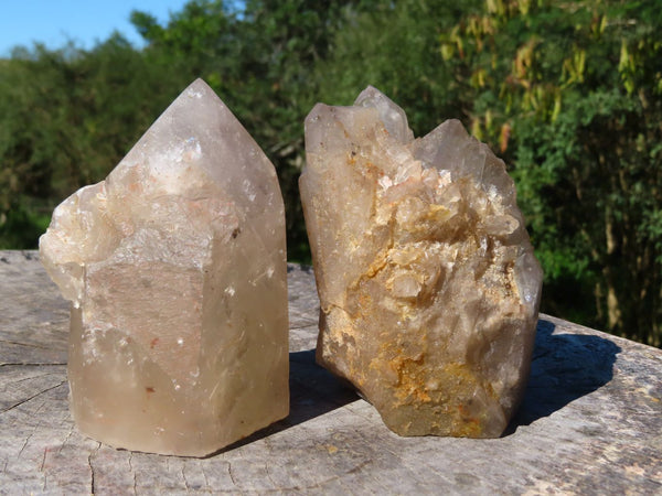 Polished/Natural Arcadian Angolan Half Polished & Half Natural Quartz Crystals x 2 From Angola - TopRock